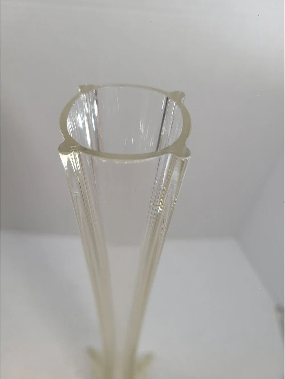 Set of 2 Vintage Clear Glass Eiffel Tower Flute Centerpieces Art Deco MCM
